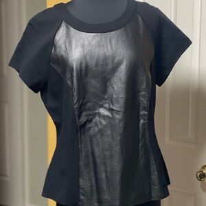 Lane Bryant Black Top with Faux Leather Panel